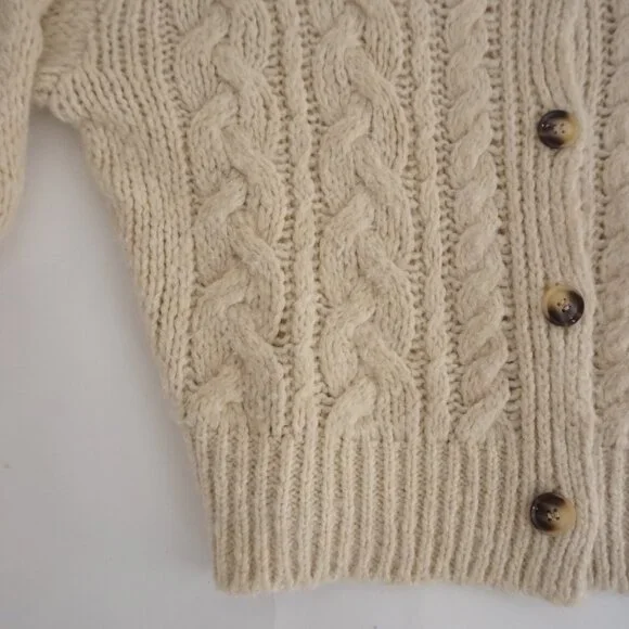 Charli Cream Cable Knit Button Front Cardigan Chunky Textured Grandpa One Size - Picture 7 of 10